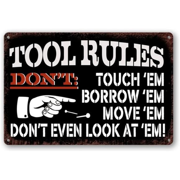 Metal Tin Garage Sign Tool Rules Signs Garage Wall Decor For Men12x8 Inch - Picture 1 of 6